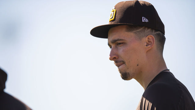 PEORIA, AZ - FEBRUARY 17: Pitcher Blake Snell #24 of the San Diego Padres on February 17, 2021 in Peoria, Arizona.