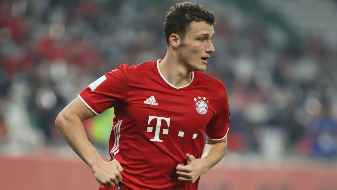 DOHA, QATAR - FEBRUARY 11: Benjamin Pavard of FC Bayern Muenchen looks on during the FIFA Club World Cup Qatar Final on February 11, 2021 in Doha, Qatar.