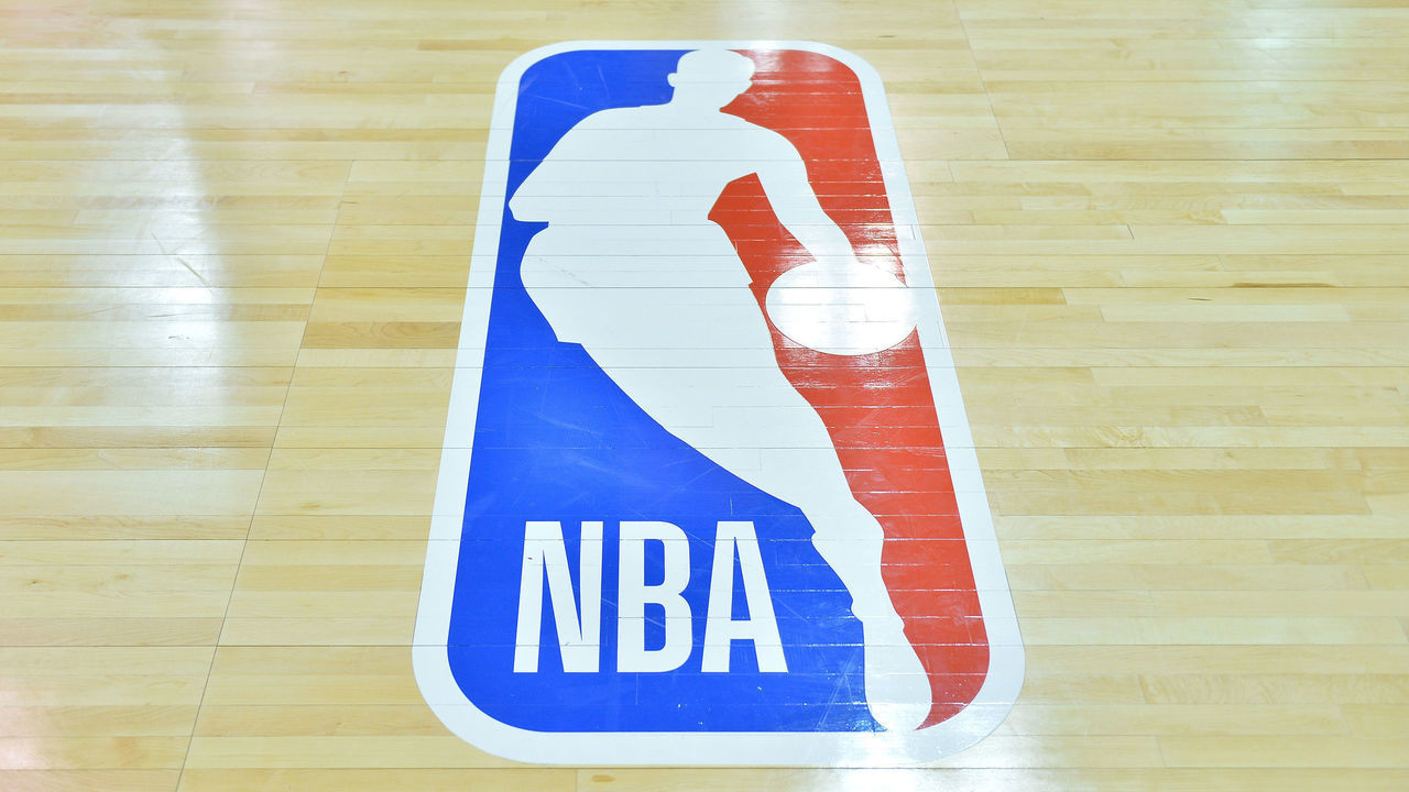LAS VEGAS, NV - JULY 09: A general view of the court shows the NBA logo during a game between the Sacramento Kings and the Memphis Grizzlies during the 2017 NBA Summer League at the Cox Pavilion on July 9, 2017 in Las Vegas, Nevada. The NBA unveiled a refreshed logo during the 2017 Las Vegas Summer League. A modified version of Action font, customized for the league, will be used for the letters N-B-A in the primary logo.