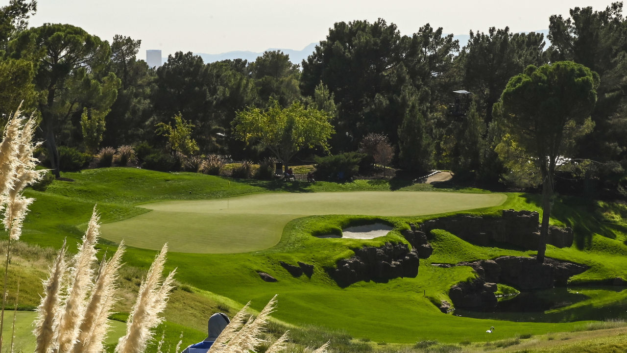 LAS VEGAS, NV - OCTOBER 18: Bubba Watson plays his shot from the 13th tee during the final round of THE CJ CUP @ SHADOW CREEK at Shadow Creek Golf Course on October 18, 2020 in Las Vegas, Nevada.