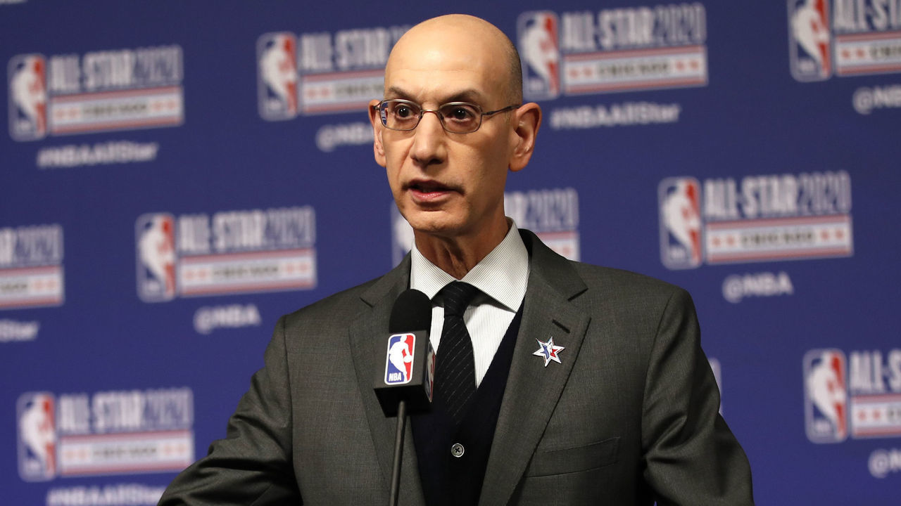 CHICAGO, IL - FEBRUARY 15: NBA Commissioner Adam Silver announces NBA All-Star Game MVP Trophy will honor Kobe Bryant during NBA All-Star Saturday Night Presented by State Farm as part of 2020 NBA All-Star Weekend on February 15, 2020 at United Center in Chicago, Illinois. NOTE TO USER: User expressly acknowledges and agrees that, by downloading and/or using this Photograph, user is consenting to the terms and conditions of the Getty Images License Agreement. Mandatory Copyright Notice: Copyright 2020 NBAE