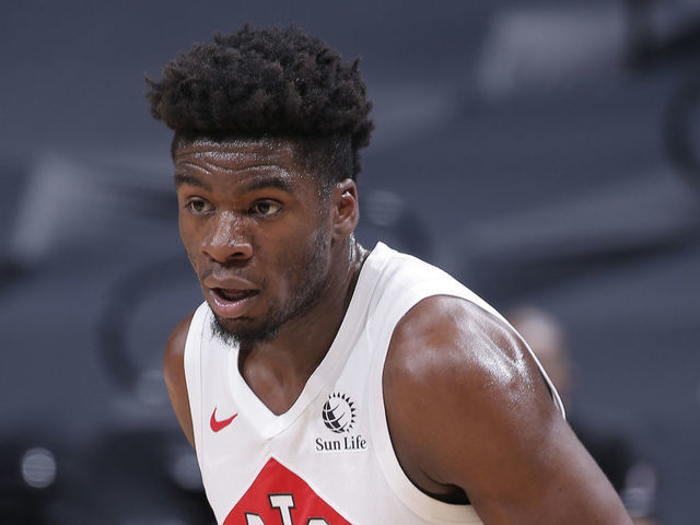 SACRAMENTO, CA - JANUARY 8: Terence Davis #0 of the Toronto Raptors looks on during the game against the Sacramento Kings on January 8, 2021 at Golden 1 Center in Sacramento, California. NOTE TO USER: User expressly acknowledges and agrees that, by downloading and or using this photograph, User is consenting to the terms and conditions of the Getty Images Agreement. Mandatory Copyright Notice: Copyright 2021 NBAE