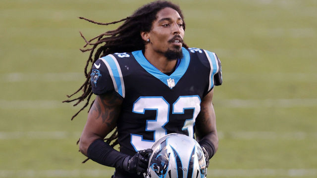 CHARLOTTE, NORTH CAROLINA - DECEMBER 13: Tre Boston #33 of the Carolina Panthers takes the field during the third quarter of their game against the Denver Broncos at Bank of America Stadium on December 13, 2020 in Charlotte, North Carolina.