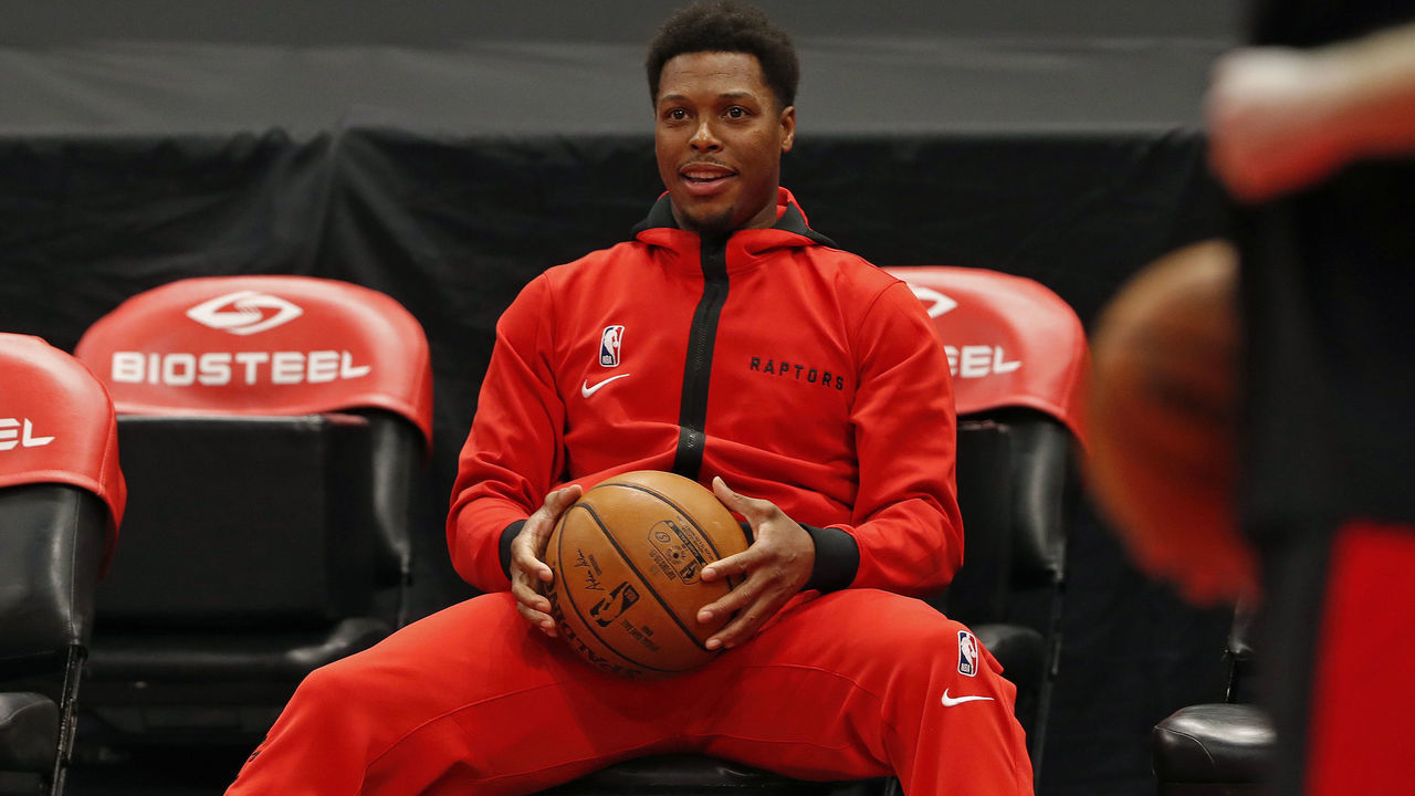 TAMPA, FL - JANUARY 04: Kyle Lowry #7 of the Toronto Raptors looks on from the bench before the game against the Boston Celtics =on January 4, 2021 at Amalie Arena in Tampa, Florida. NOTE TO USER: User expressly acknowledges and agrees that, by downloading and/or using this photograph, user is consenting to the terms and conditions of the Getty Images License Agreement. Mandatory Copyright Notice: Copyright 2021 NBAE