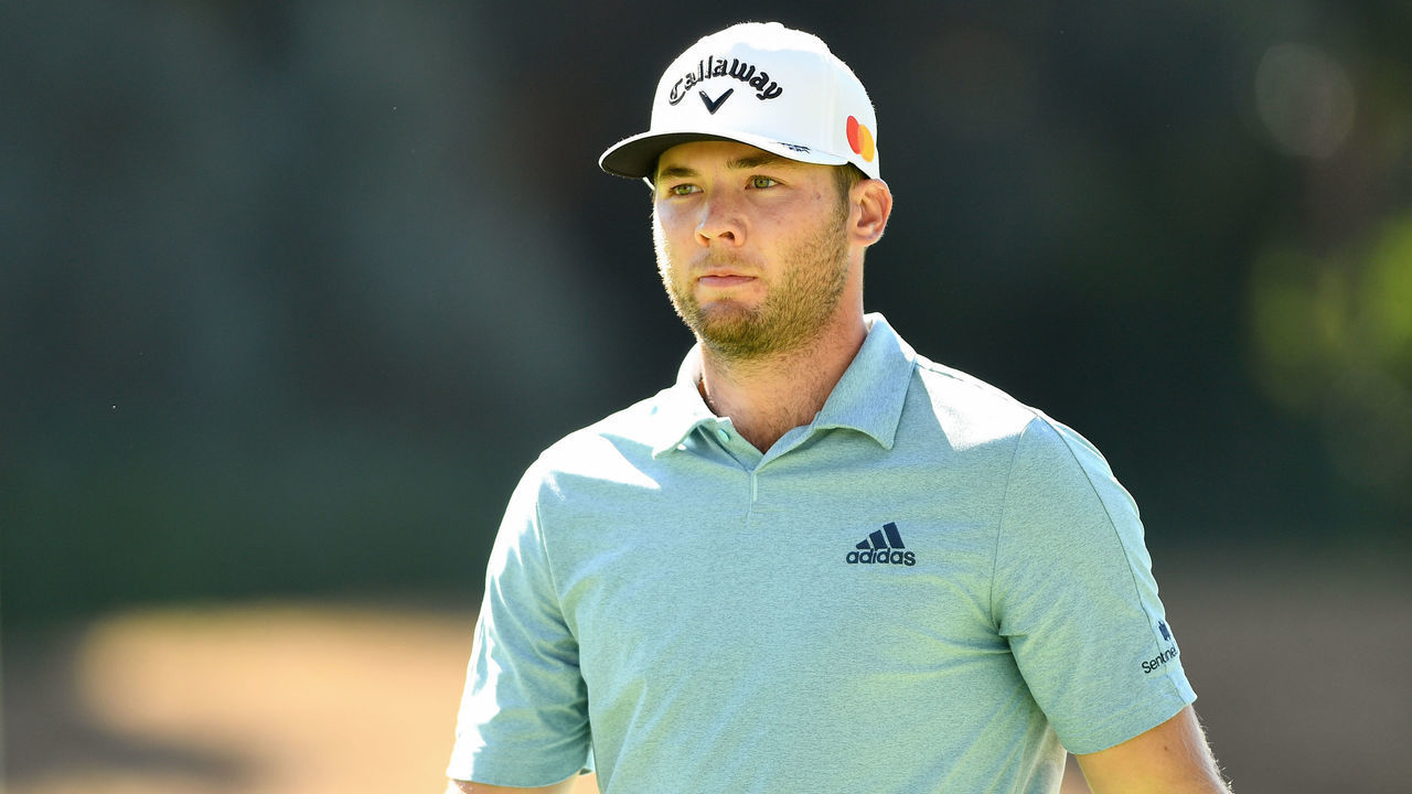 PACIFIC PALISADES, CA - FEBRUARY 19: Sam Burns looks on during the second round of The Genesis Invitational golf tournament at the Riviera Country Club in Pacific Palisades, CA on February 19, 2021. The tournament was played without fans due to the COVID-19 pandemic.