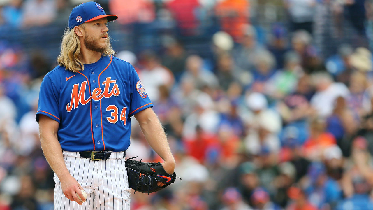 PORT ST. LUCIE, FL - MARCH 08: Noah Syndergaard #34 of the New York Mets in action against the Houston Astros during a spring training baseball game at Clover Park on March 8, 2020 in Port St. Lucie, Florida. The Mets defeated the Astros 3-1.