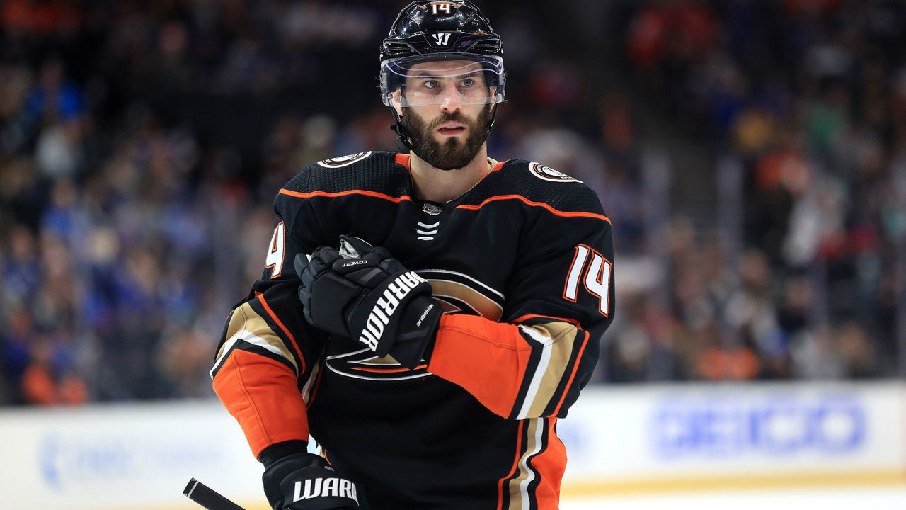 ANAHEIM, CALIFORNIA - MARCH 11: Adam Henrique #14 of the Anaheim Ducks looks on during the second period of a game against the St. Louis Blues at Honda Center on March 11, 2020 in Anaheim, California.
