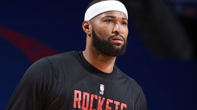 PHILADELPHIA, PA - FEBRUARY 17: DeMarcus Cousins #15 of the Houston Rockets warms up prior to a game against the Philadelphia 76ers on February 17, 2021 at Wells Fargo Center in Philadelphia, Pennsylvania. NOTE TO USER: User expressly acknowledges and agrees that, by downloading and/or using this Photograph, user is consenting to the terms and conditions of the Getty Images License Agreement. Mandatory Copyright Notice: Copyright 2021 NBAE