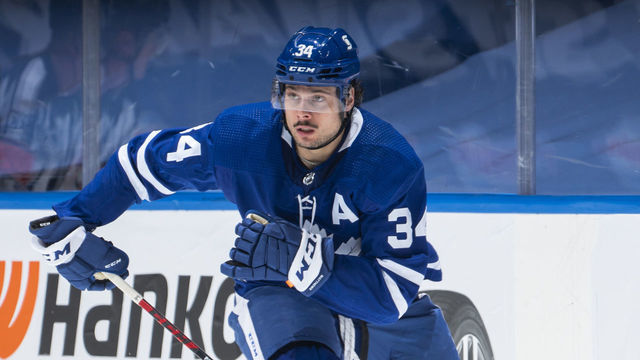 TORONTO, ON - FEBRUARY 18: Auston Matthews #34 of the Toronto Maple Leafs skates against the Ottawa Senators during the third period at the Scotiabank Arena on February 18, 2021 in Toronto, Ontario, Canada.