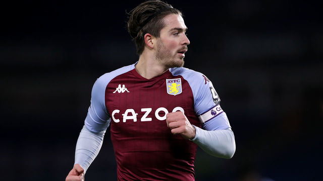 Aston Villa's Jack Grealish during the Premier League match at the AMEX Stadium, Brighton. Picture date: Saturday February 13, 2021.