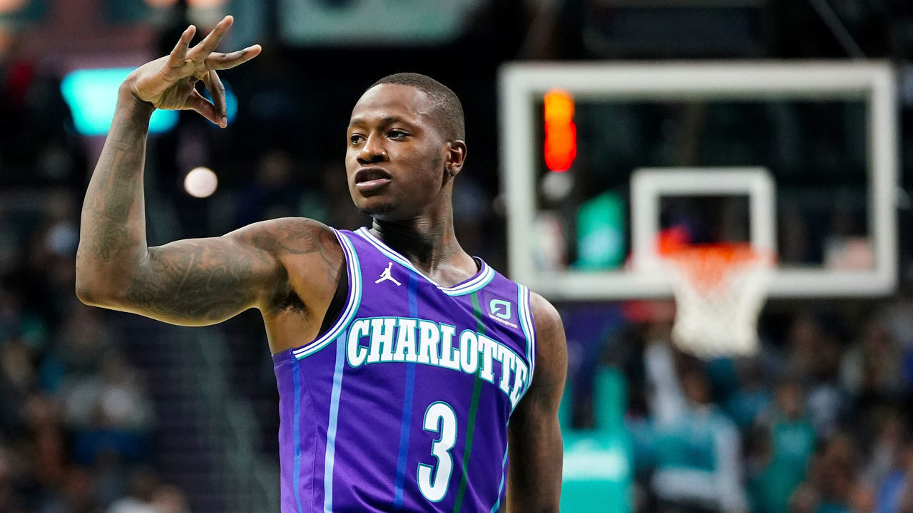 CHARLOTTE, NORTH CAROLINA - DECEMBER 27: Terry Rozier #3 of the Charlotte Hornets celebrates after making a shot during the third quarter during their game against the Oklahoma City Thunder at the Spectrum Center on December 27, 2019 in Charlotte, North Carolina. NOTE TO USER: User expressly acknowledges and agrees that, by downloading and/or using this photograph, user is consenting to the terms and conditions of the Getty Images License Agreement.