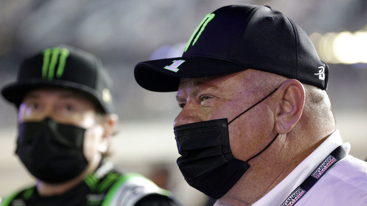 DAYTONA BEACH, FLORIDA - FEBRUARY 11: Team owner Chip Ganassi waits on the grid prior to the NASCAR Cup Series Bluegreen Vacations Duel #2 at Daytona International Speedway on February 11, 2021 in Daytona Beach, Florida.