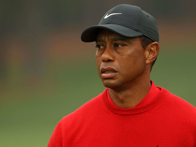 AUGUSTA, GEORGIA - NOVEMBER 15: Tiger Woods of the United States looks on after a shot on the second hole during the final round of the Masters at Augusta National Golf Club on November 15, 2020 in Augusta, Georgia.