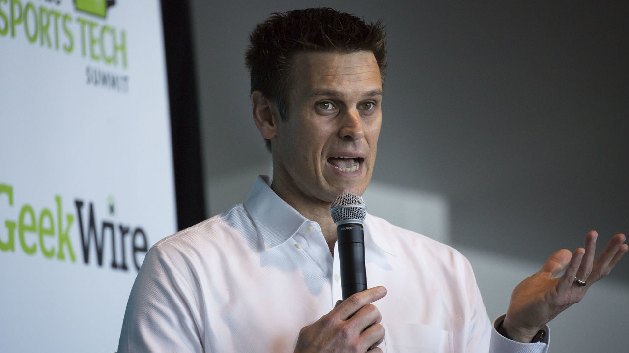 Jerry Dipoto, executive vice president of the Seattle Mariners, speaks during the GeekWire Sports Tech Summit in Seattle, Washington, U.S., on Thursday, June 22, 2017. The event brings together dozens of leading thinkers in data science, sports marketing, virtual reality, wearables and more. Photographer: David Ryder/Bloomberg via Getty Images