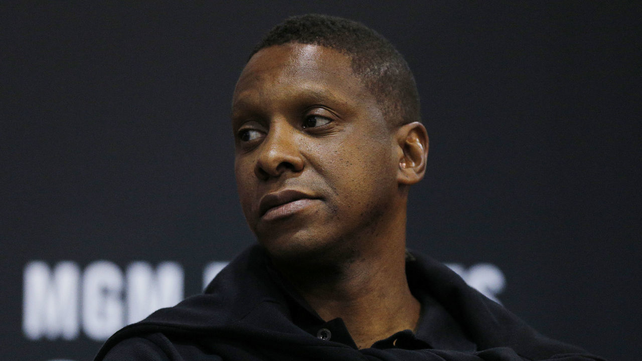 LAS VEGAS, NEVADA - JULY 10: President Masai Ujiri of the Toronto Raptors looks on during the game between the Chicago Bulls and the Charlotte Hornets during the 2019 Summer League at the Cox Pavilion on July 10, 2019 in Las Vegas, Nevada.