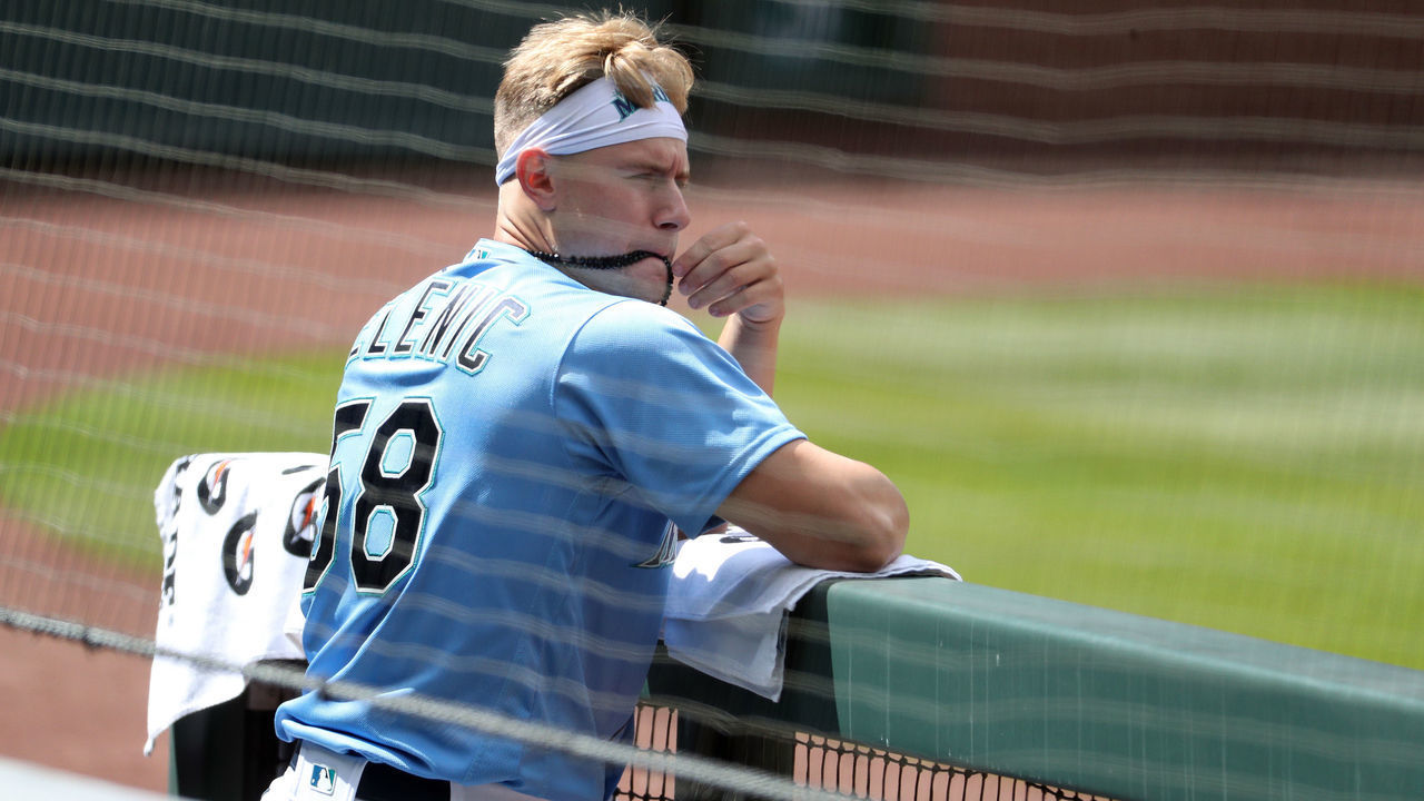 SEATTLE, WASHINGTON - JULY 12: Jarred Kelenic #58 of the Seattle Mariners looks on during an intrasquad game during summer workouts at T-Mobile Park on July 12, 2020 in Seattle, Washington.