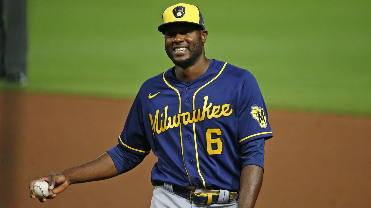 PITTSBURGH, PA - JULY 27: Lorenzo Cain #6 of the Milwaukee Brewers in action against the Pittsburgh Pirates during Opening Day at PNC Park on July 27, 2020 in Pittsburgh, Pennsylvania. The 2020 season had been postponed since March due to the COVID-19 pandemic