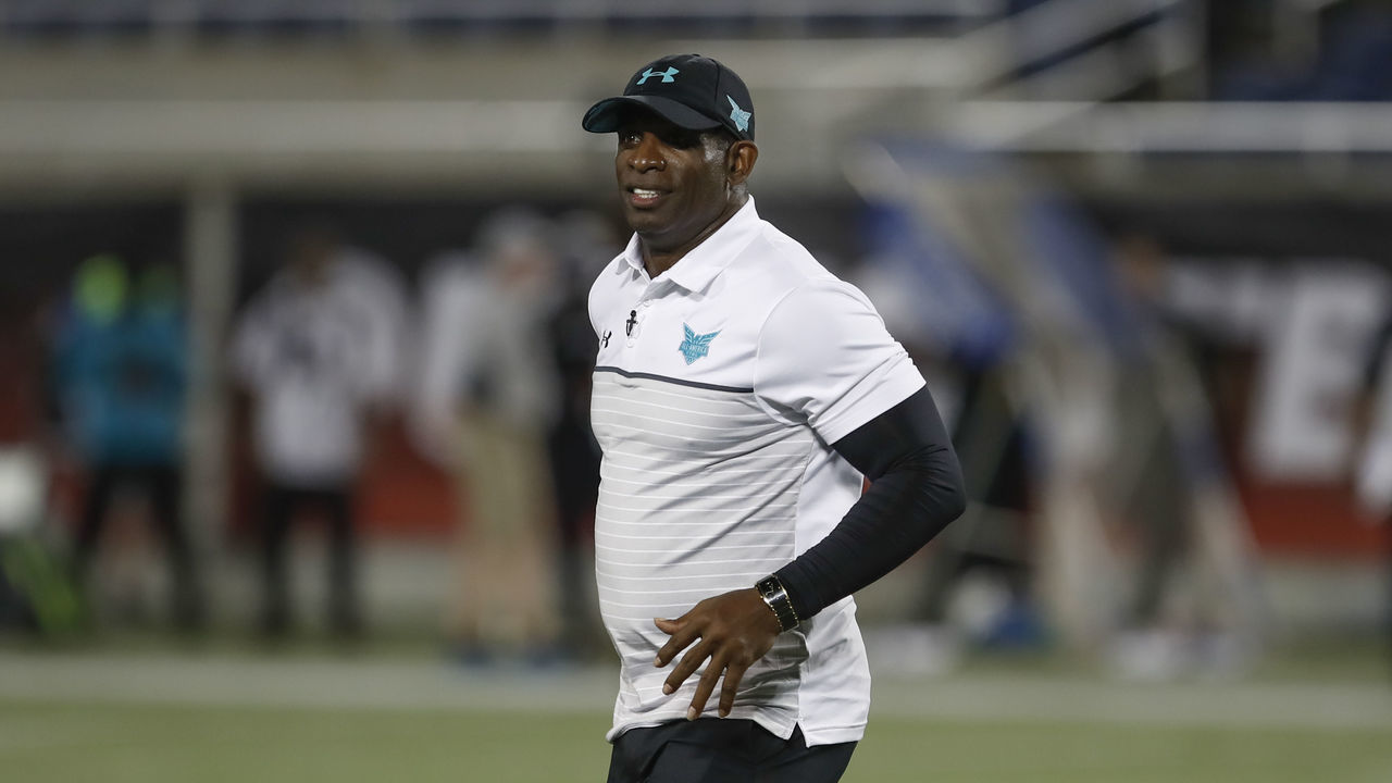 ORLANDO, FL - JANUARY 02: Team Pressure head coach Deion Sanders during the 2020 Under Armour All-America Game on January 02, 2020 at Camping World Stadium in Orlando, FL.