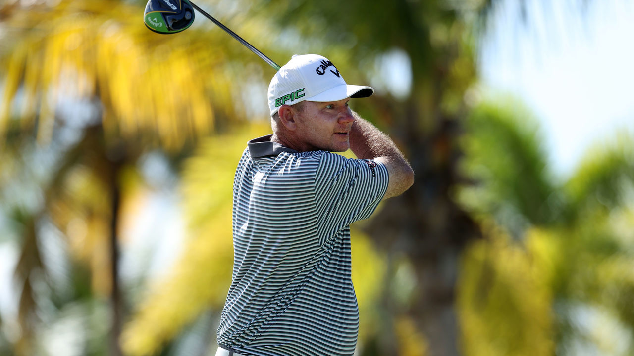 RIO GRANDE, PUERTO RICO - FEBRUARY 25: Tommy Gainey plays his tee shot during the first round of the Puerto Rico Open at Grand Reserve Country Club on February 25, 2021 in Rio Grande, Puerto Rico.