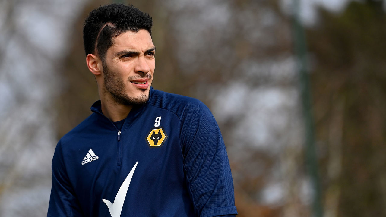 WOLVERHAMPTON, ENGLAND - FEBRUARY 17: Raul Jimenez of Wolverhampton Wanderers continues his rehabilitation from injury at Sir Jack Hayward Training Ground on February 17, 2021 in Wolverhampton, England.