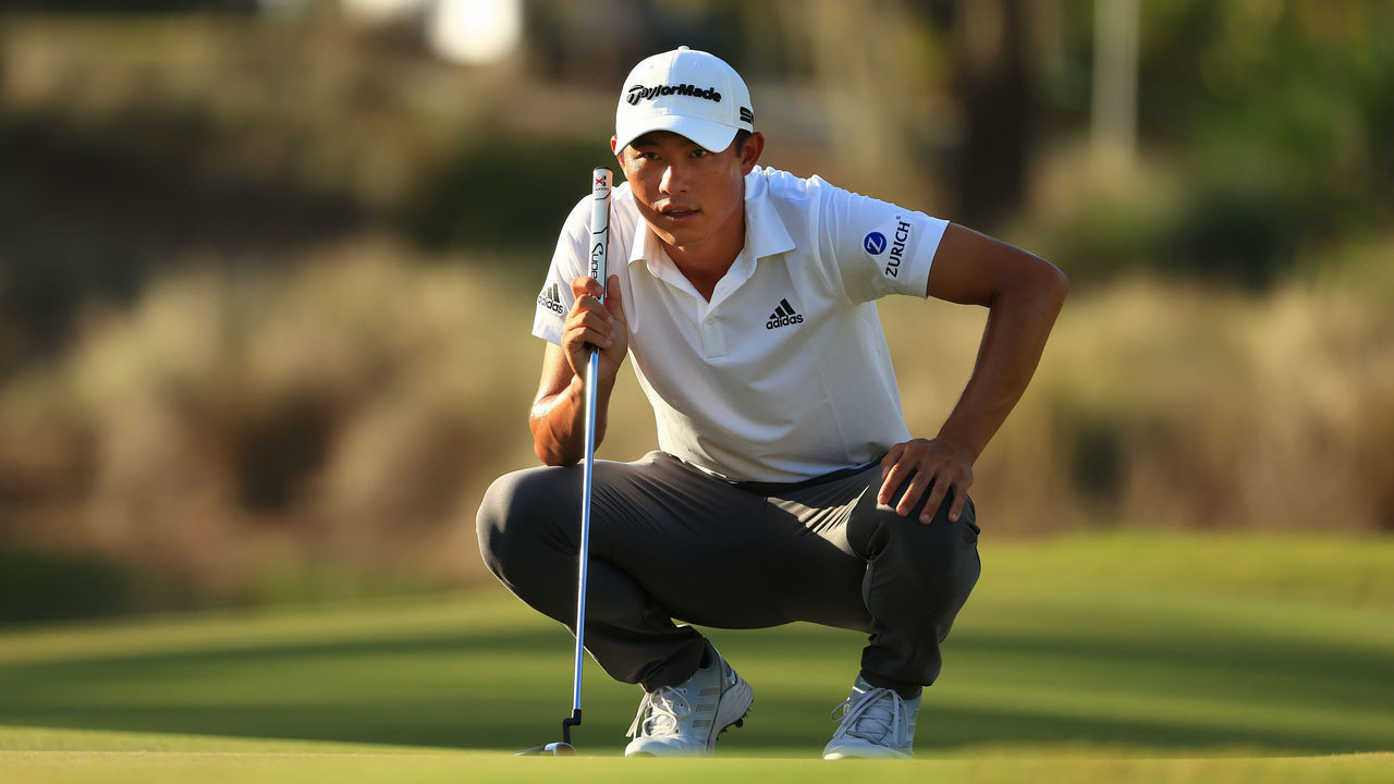 BRADENTON, FLORIDA - FEBRUARY 27: Collin Morikawa of the United States lines up a putt on the 14th green during the third round of the World Golf Championships-Workday Championship at The Concession on February 27, 2021 in Bradenton, Florida.