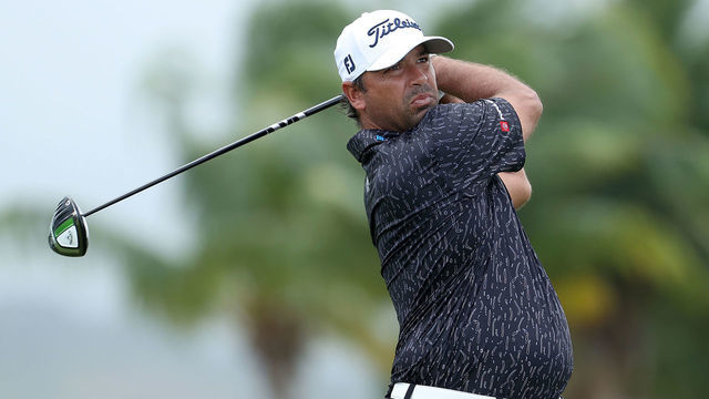 RIO GRANDE, PUERTO RICO - FEBRUARY 27: Rafael Campos of Puerto Rico plays his shot from the ninth during the third round of the Puerto Rico Open at Grand Reserve Country Club on February 27, 2021 in Rio Grande, Puerto Rico.