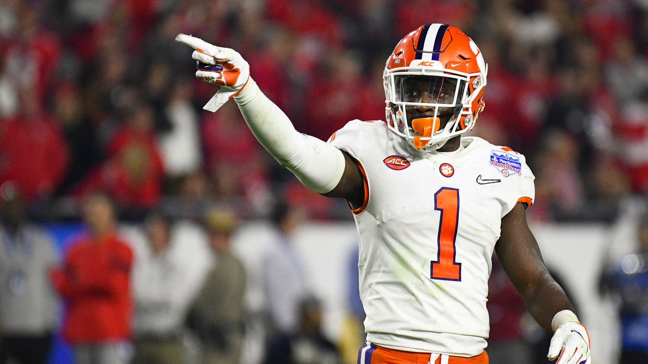 GLENDALE, AZ - DECEMBER 28: Clemson Tigers cornerback Derion Kendrick (1) looks on during the 2019 PlayStation Fiesta Bowl college football playoff semifinal game between the Ohio State Buckeyes and the Clemson Tigers on December 28, 2019 at State Farm Stadium in Glendale, AZ.