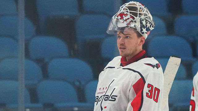 BUFFALO, NY - JANUARY 14: Ilya Samsonov #30 of the Washington Capitals during the game against the Buffalo Sabres at KeyBank Center on January 14 , 2021 in Buffalo, New York.