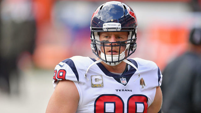 CLEVELAND, OHIO - NOVEMBER 15: Defensive end J.J. Watt #99 of the Houston Texans warms up prior to the game against the Cleveland Browns at FirstEnergy Stadium on November 15, 2020 in Cleveland, Ohio.