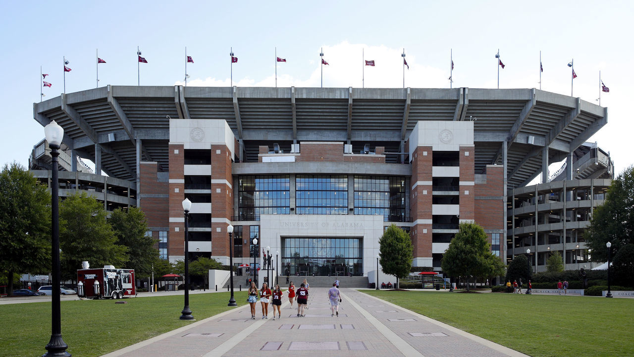 TUSCALOOSA, AL - SEPTEMBER 21: A general view of the exterior of the stadium following a game between the Alabama Crimson Tide and the Southern Mississippi Golden Eagles at Bryant-Denny Stadium on September 21, 2019 in Tuscaloosa, Alabama. Alabama defeated Southern Miss 49-7.