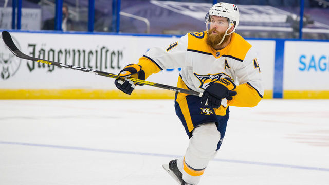 TAMPA, FL - JANUARY 30: Ryan Ellis #4 of the Nashville Predators skates against the Tampa Bay Lightning at Amalie Arena on January 30, 2021 in Tampa, Florida.