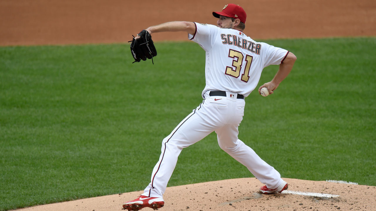 WASHINGTON, DC - SEPTEMBER 26: Max Scherzer #31 of the Washington Nationals pitches against the New York Mets during game 1 of a double header at Nationals Park on September 26, 2020 in Washington, DC.