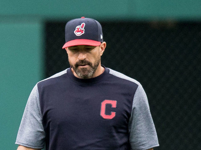 CLEVELAND, OH - JUNE 14: Cleveland Indians catcher Yan Gomes (7), Cleveland Indians starting pitcher Corey Kluber (28), and Cleveland Indians pitching coach Mickey Callaway (32) walk in from the bullpen after warming up prior to the Major League Baseball Interleague game between the Los Angeles Dodgers and Cleveland Indians on June 14, 2017, at Progressive Field in Cleveland, OH.