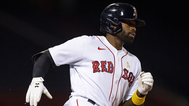 BOSTON, MA - SEPTEMBER 5: Jackie Bradley Jr. #19 of the Boston Red Sox rounds the bases after hitting a two run home run during the second inning of a game against the Toronto Blue Jays on September 5, 2020 at Fenway Park in Boston, Massachusetts. The 2020 season had been postponed since March due to the COVID-19 pandemic.