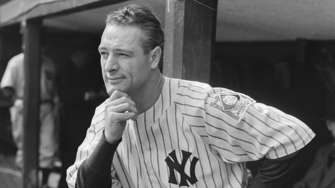 (Original Caption) Lou Gehrig, Captain of the New York Yankees and hero of many a World Series Games, is pictured at the Yankee Stadium here on October 5th, as he watched his teammates take on the Cincinnati Reds in the second game of the World Series.
