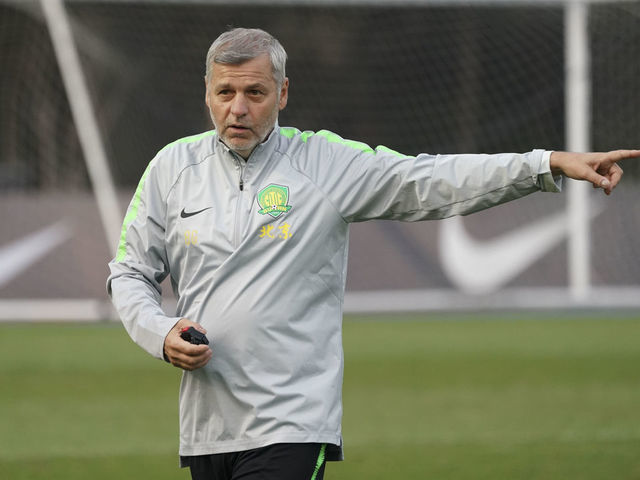 BEIJING, CHINA - SEPTEMBER 19: Head Coach Bruno Genesio of Beijing Guoan reacts during Beijing Guoan Training Session on September 19, 2019 in Beijing, China.
