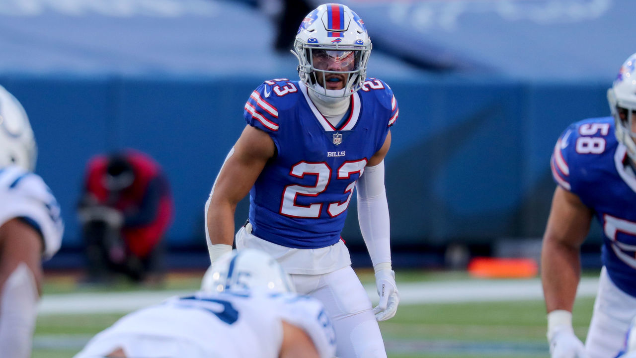 ORCHARD PARK, NY - JANUARY 09: Micah Hyde #23 of the Buffalo Bills against the Indianapolis Colts at Bills Stadium on January 9, 2021 in Orchard Park, New York.