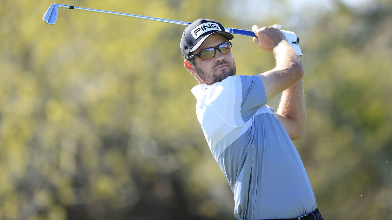 ORLANDO, FLORIDA - MARCH 05: Corey Conners of Canada plays his shot from the seventh tee during the second round of the Arnold Palmer Invitational Presented by MasterCard at the Bay Hill Club and Lodge on March 05, 2021 in Orlando, Florida.