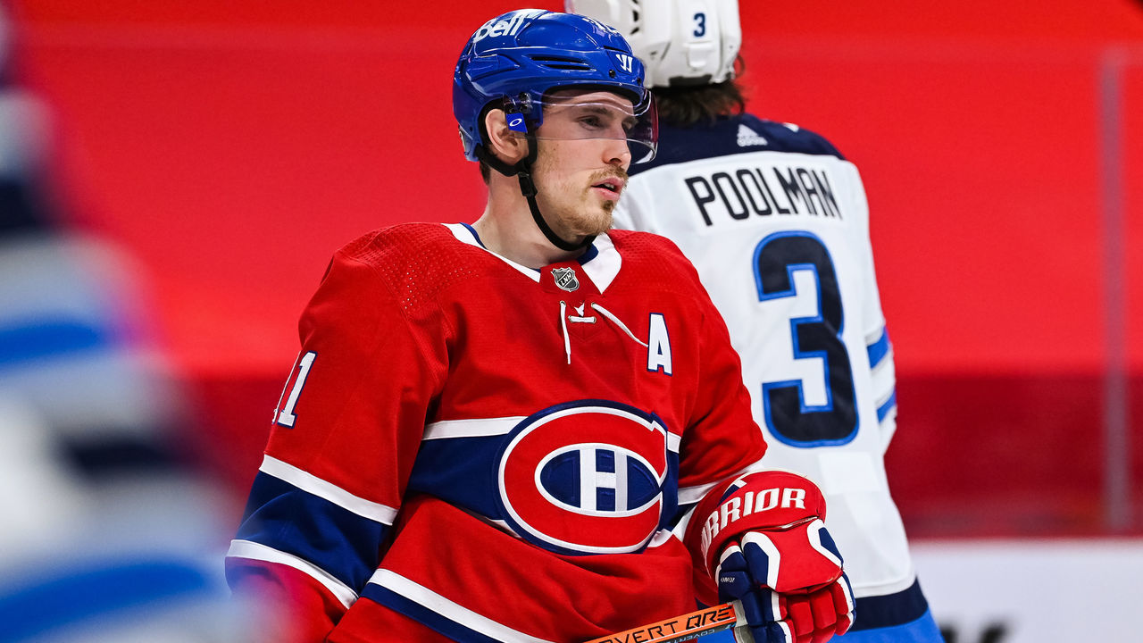 MONTREAL, QC - MARCH 06: Look on Montreal Canadiens right wing Brendan Gallagher (11) during the Winnipeg Jets versus the Montreal Canadiens game on March 6, 2021, at Bell Centre in Montreal, QC