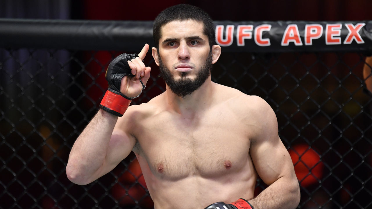 LAS VEGAS, NEVADA - MARCH 06: Islam Makhachev prepares to fight Drew Dober in their lightweight fight during the UFC 259 event at UFC APEX on March 06, 2021 in Las Vegas, Nevada.