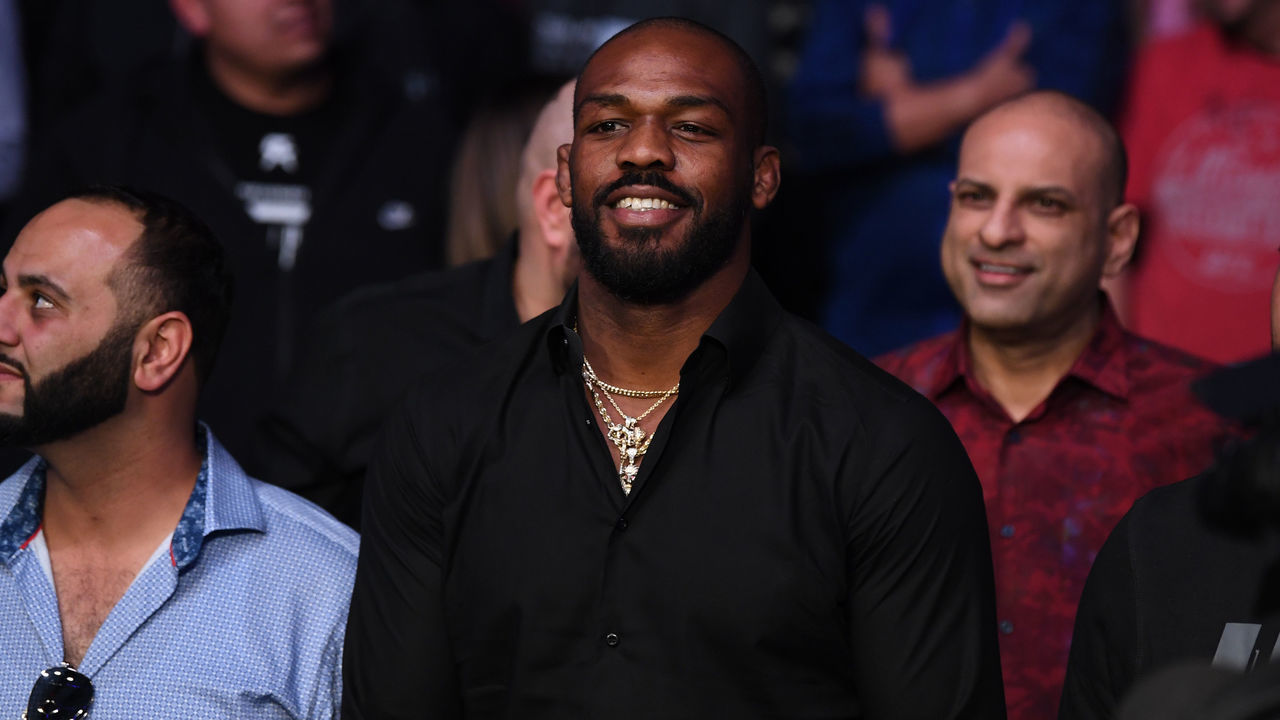 RIO RANCHO, NEW MEXICO - FEBRUARY 15: UFC Light Heavyweight Champion Jon Jones looks on after Jan Blachowicz of Poland defeats Corey Anderson by KO in their light heavyweight bout during the UFC Fight Night event at Santa Ana Star Center on February 15, 2020 in Rio Rancho, New Mexico.