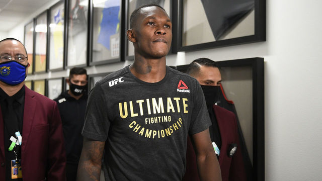 LAS VEGAS, NEVADA - MARCH 06: Israel Adesanya of Nigeria prepares to fight Jan Blachowicz of Poland in their UFC light heavyweight championship fight during the UFC 259 event at UFC APEX on March 06, 2021 in Las Vegas, Nevada.