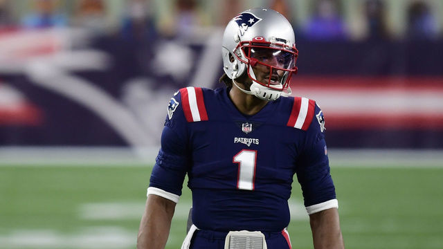 FOXBOROUGH, MA - DECEMBER 28: Cam Newton #1 of the New England Patriots warms up before a game against the Buffalo Bills at Gillette Stadium on December 28, 2020 in Foxborough, Massachusetts.