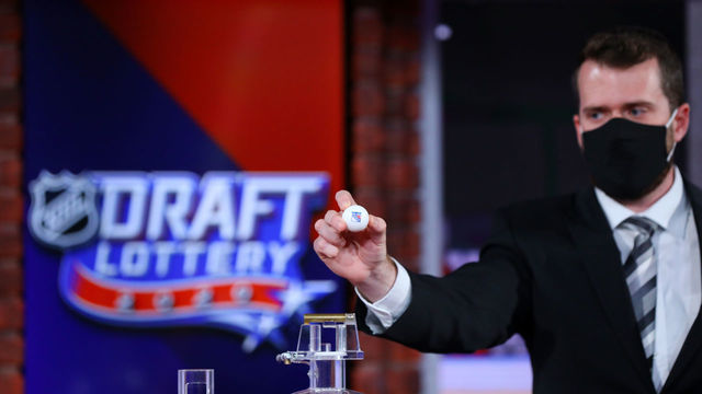 SECAUCUS, NEW JERSEY - AUGUST 10: The New York Rangers are selected No. 1 during Phase 2 of the 2020 NHL Draft Lottery on August 10, 2020 at the NHL Network's studio in Secaucus, New Jersey.