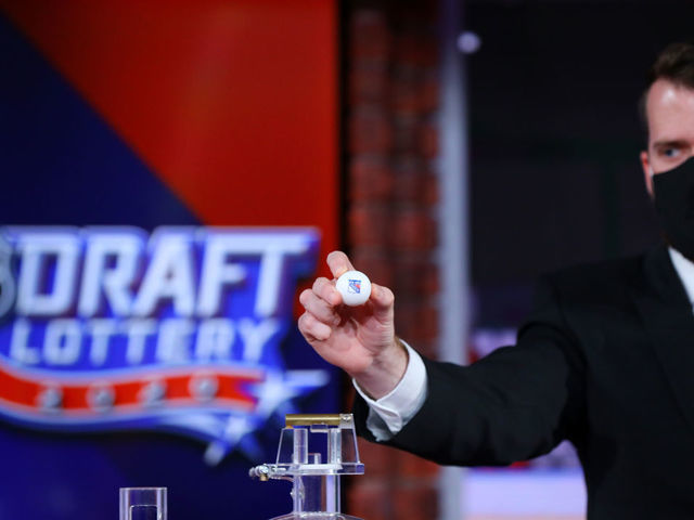 SECAUCUS, NEW JERSEY - AUGUST 10: The New York Rangers are selected No. 1 during Phase 2 of the 2020 NHL Draft Lottery on August 10, 2020 at the NHL Network's studio in Secaucus, New Jersey.