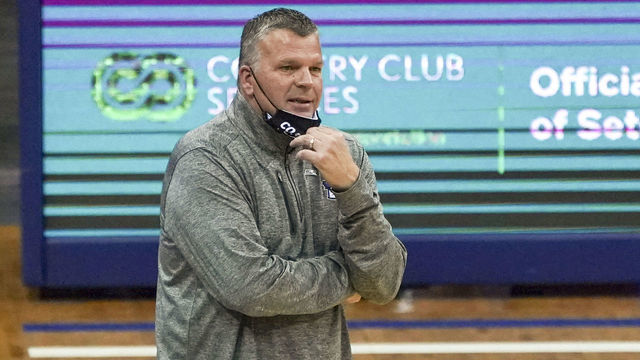 NEWARK, NJ - JANUARY 27: Head coach Greg McDermott of the Creighton Bluejays reacts during the game against the Seton Hall Pirates at Prudential Center on January 27, 2021 in Newark, NJ.