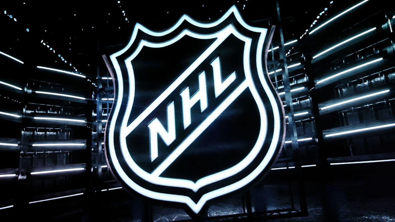 NEWARK, NJ - MARCH 02: A general view of the NHL Logo on the scoreboard during the National Hockey League game between the New Jersey Devils and the New York Islanders on March 2, 2021 at the Prudential Center in Newark, NJ..