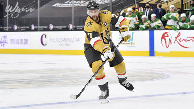 LAS VEGAS, NEVADA - MARCH 03: Alex Pietrangelo #7 of the Vegas Golden Knights skates during the second period against the Minnesota Wild at T-Mobile Arena on March 03, 2021 in Las Vegas, Nevada.