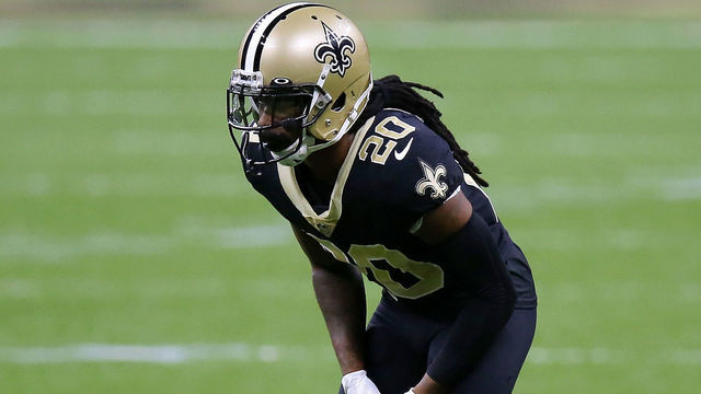 NEW ORLEANS, LOUISIANA - OCTOBER 25: Janoris Jenkins #20 of the New Orleans Saints in action against the Carolina Panthers during a game at the Mercedes-Benz Superdome on October 25, 2020 in New Orleans, Louisiana.