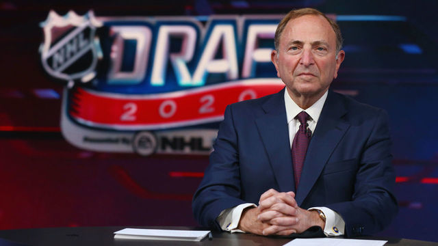 SECAUCUS, NEW JERSEY - OCTOBER 06: NHL commissioner Gary Bettman prepares for the first round of the 2020 National Hockey League Draft at the NHL Network Studio on October 06, 2020 in Secaucus, New Jersey.